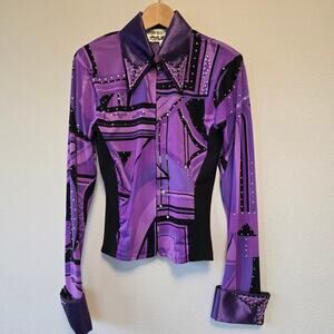 Winning Collection Bejeweled Western Riding Show Shirt Size Large